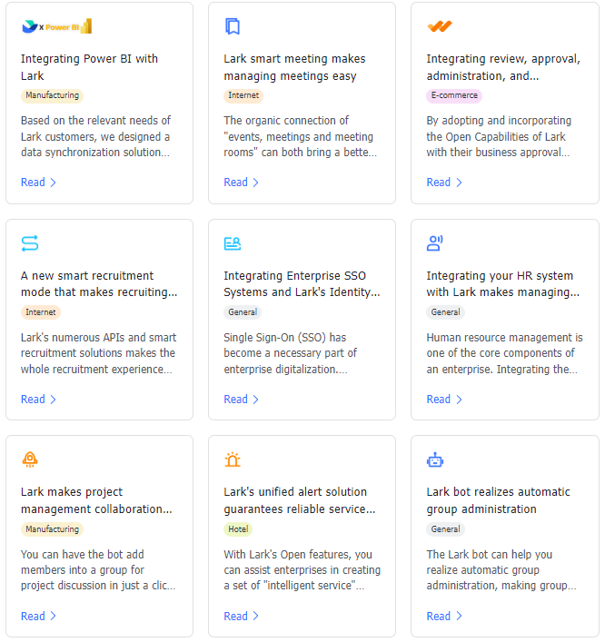 cac solution do lark xay dung